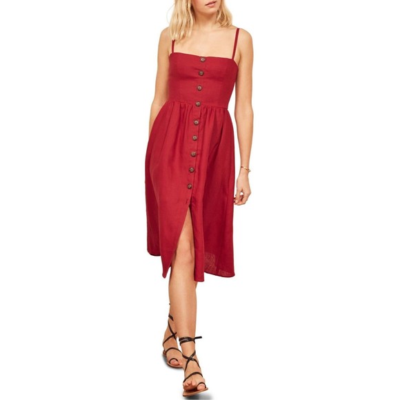Reformation Red Sleeveless Midi Sundress - Picture 2 of 10